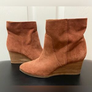 Lucky Brand Womens Ankle Wedge Booties Suede Leather 8.5 M Wafael Brown